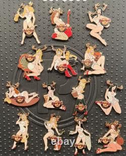 Hard Rock Sexy Brunette Raunchy Reindeer Antler Girls in Lingerie Pin Set Of 14