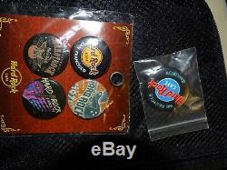 Hard Rock cafe 95 Pins / Buttons Collection+ HRC Hollywood Collector bag
