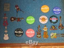 Huge Lot 196 Hard Rock Cafe Collectible Pins 4 Wood & Glass Display Cases withKeys