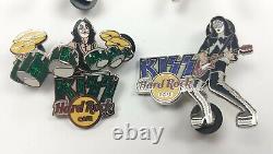 KISS Band Hard Rock Café Pin Badge 4pc Set 1974 1975 Concert Tours 2006 LE 200