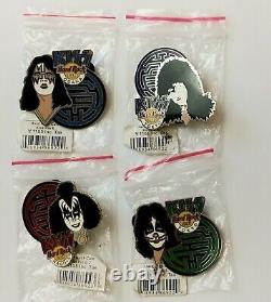 KISS Band Hard Rock Café Pin Badge 4pc Set 1978 Faces with Discs Japan 2005 LE 750