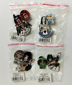 KISS Band Hard Rock Café Pin Badge 4pc Set Fanned Playing Card Japan 2005 LE 750