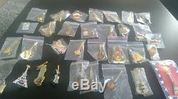 Large Collection of HARD ROCK CAFE Badges/Pins with London menu