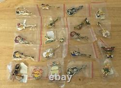 Lot of 20 Assorted Hard Rock Cafe Pins Guitars, Girls, Cities, Holidays