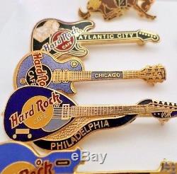 Lot of 30 Hard Rock Cafe Guitar Pins Please Read Description for the breakdown