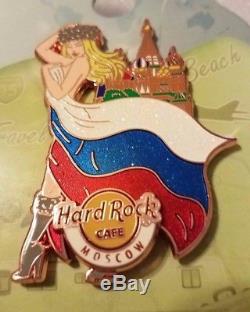 MOSCOW Hard Rock Cafe Pin Sexy Flag Landmark Girl HARD to Find