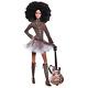 Nrfb 2007 Barbie Hard Rock Cafe Aa African American Gold Label Doll Pin & Guitar