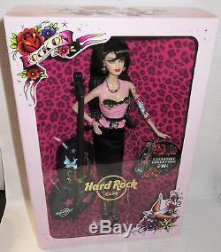 Nrfb Barbie 2009 Hard Rock Cafe Rockabilly Gold Label Doll Bass Cello & Pin