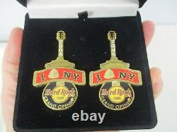 Pair Of 2005 Grand Opening Hard Rock Cafe Times Square Souvenir Pins Mib 2 3/8