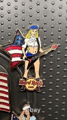 RARE Hard Rock USA Military Army Navy Air Force Marines Flag Girl 5 Pin Set
