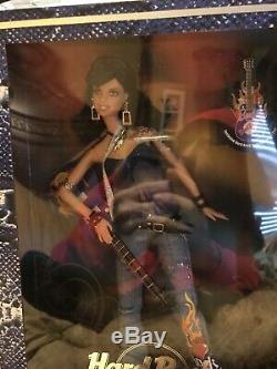 Rare 2005 Hard Rock Cafe Barbie Doll NRFB #J0963 Brunette Tattoos withGuitar & Pin