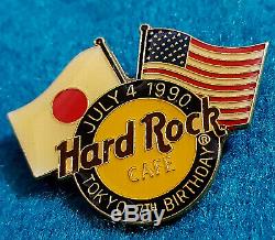 VERY RARE TOKYO 4TH JULY & 7TH ANNIVERSARY 1990 TWIN FLAGS Hard Rock Cafe PIN