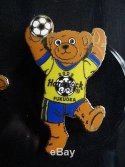 Very Rare Hard Rock Cafe Pin Set Of 9 Japanese 2002 Fifa Soccer Bear Team