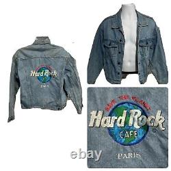 Vintage 1990s Hard Rock Cafe Jacket Medium M Save the Planet Paris France Denim
