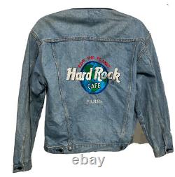 Vintage 1990s Hard Rock Cafe Jacket Medium M Save the Planet Paris France Denim