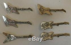 Vintage Collection of 6 Sterling Silver Hard Rock Cafe Pin's
