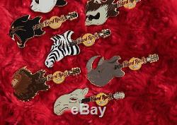 12 Hard Rock Cafe Pins Animal Head Guitar Ensemble Complet En Ligne Panda Zèbre Lion