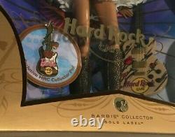2007 Hard Rock Cafe Gold Label Barbie K7946 Avec Pin Collector & Guitare