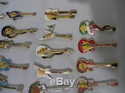 43x Hard Rock Cafe Guitar Pin Collection City Lot Assortie Hrc Chapeau Revers