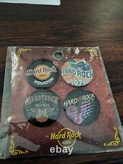 Ensemble De 4 Boutons Hard Rock Cafe Houston (magasin Fermé) Nouveau