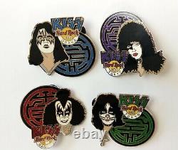 Ensemble de 4 écussons KISS Band Hard Rock Café, Hard Rock Café, Japon 2005, édition limitée à 750 exemplaires, avec visages et disques de 1978.