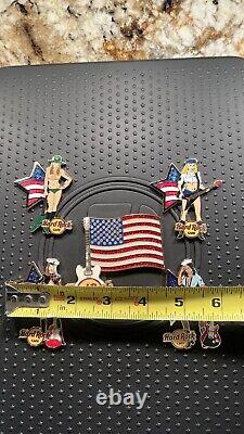 Ensemble de 5 épingles de drapeau pour fille de l'armée, de la marine, de l'armée de l'air et des marines des États-Unis de Hard Rock RARE