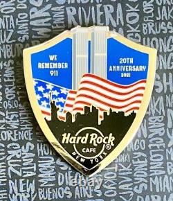 Hard Rock Cafe 2021 New York 9/11 Centre Mondial Du Commerce 20e Anniversaire Pin W Card