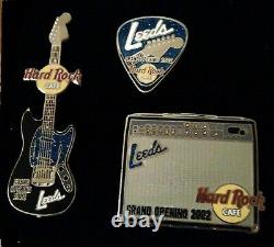 Hard Rock Cafe Leeds Grand Pick Opening Amp Guitar Pin Set Dans La Boîte Originale 2002