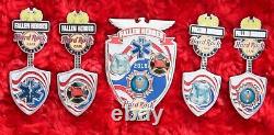 Hard Rock Cafe Pins Set Fallen Heroes Fire Fighter Police Guitare Paramédic Badge