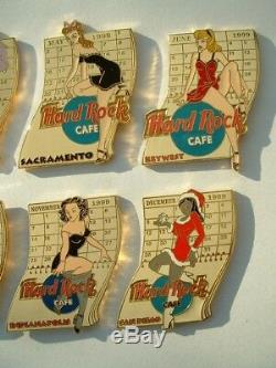 Lot De 12 Mois De L'annee 1999 Hard Rock Cafe Pin'up