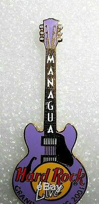 Rare Hard Rock Café En Direct Managua Ouverture Officielle 2001 Guitar Pin