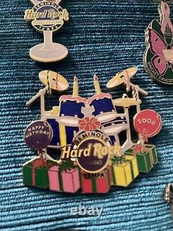 Seminole Hard Rock Tampa Cafe Pins Lot De 15 Rare Personnel Birthday Cancer Du Sein
