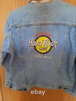 Veste en jean avec des strass et des épingles pour femmes, taille 12, Hard Rock Cafe Myrtle Beach